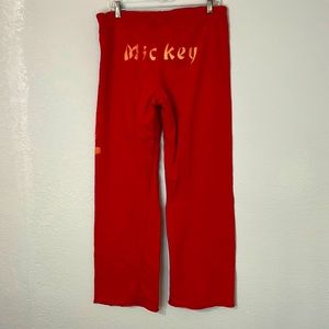 Y2K Mickey Disney Red Sweat Pants L
